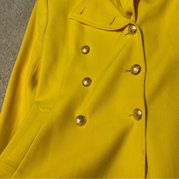 Lauren Ralph Lauren Women’s Yellow Wool Riding Blazer Jacket Sz 6P Made in USA - Picture 12 of 14